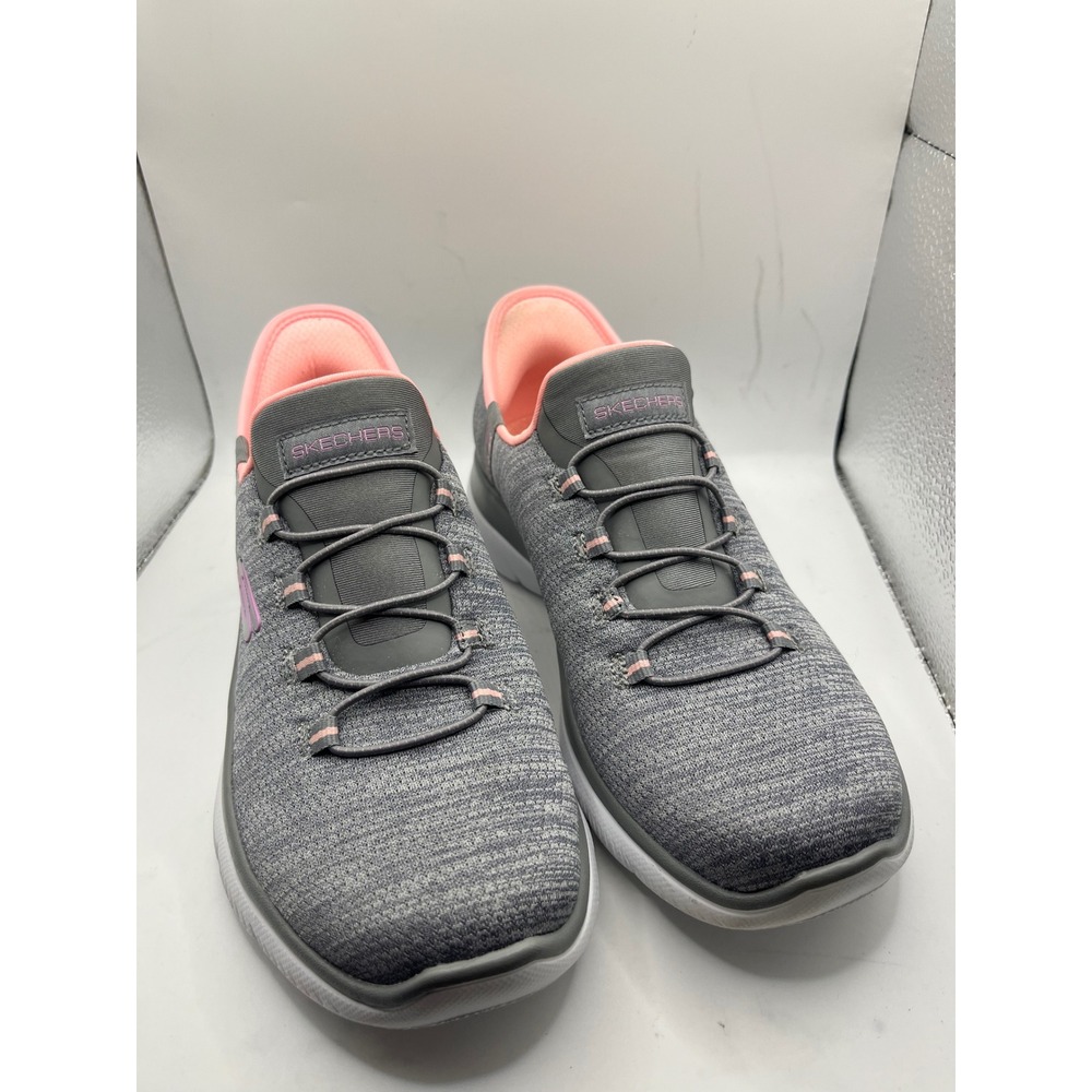 Skechers Slip-Ins Womens Gray Pink Air Cooled Memory‎ Foam Sneakers Size 5